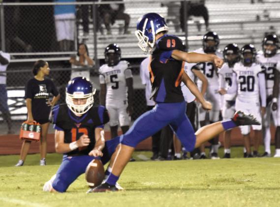Freshman kicker Brayden Buehler got Harmony on the board with a 31-yard fourth-quarter field goal Friday. PHOTO/KATIE WILLIAMS