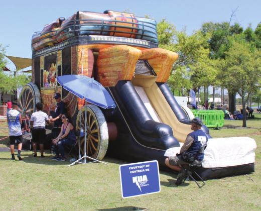 An appropriately themed bounce house for the occasion