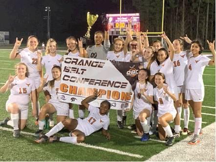 PHOTO COURTESY OF HARMONY SOCCER The Harmony girls soccer team celebrate its 10th consecutive OBC Soccer Championship following a 2-0 win over St. Cloud.