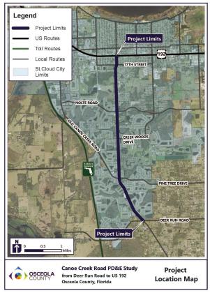 Osceola County has planned a Canoe Creek Road widening project from U.S. 192 south to Deer Run Road. PHOTO/OSCEOLA COUNTY