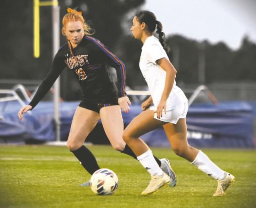 Harmony junior Kendyll Linscott anchored the defense for the OBC and district girls soccer champion Harmony Longhorns. PHOTO/KATIE WILLIAMS