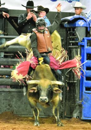 Coy Pollmeier won bull riding at the Silver Spurs Rodeo. PHOTO/KATIE WILLIAMS
