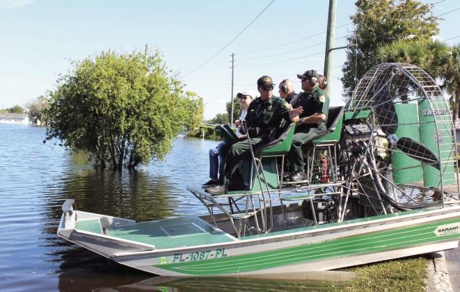Florida Attorney General Ashley Moody toured the flooded Good Samaritan Village Tuesday with Sheriff Marcos Lopez. PHOTOS/KEN JACKSON