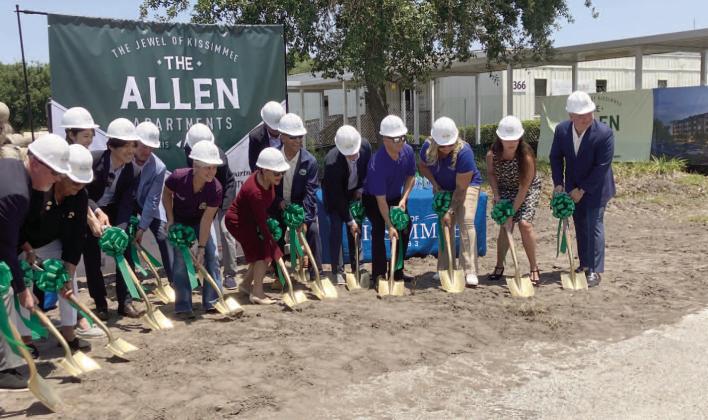 City, County leaders and the developers of the Allen Apartments held a ceremonial groundbreaking May 4. PHOTO/DAVID CHIVERS