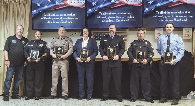 Recipients of the Knights of Columbus Hero Awards at its Feb. 21 banquet. PHOTO/KEN JACKSON