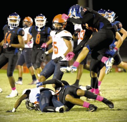 The Harmony defense hopes to disrupt the St. Cloud offense in Friday’s Soldier City Classic rivalry game like it did Tohopekaliga in the Longhorns last victory. PHOTO/KATIE WILLIAMS