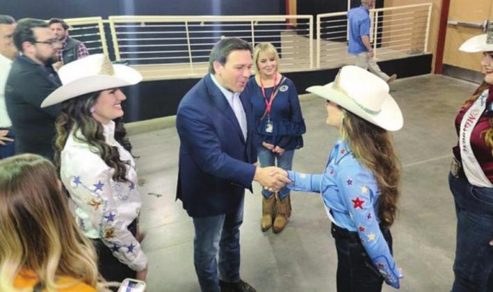 The rodeo’s opening act, Gov. Ron DeSantis never got in a saddle but was one of the biggest hits. Photos by Rob Herbert