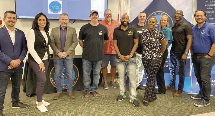 At the VEI Launch in January 2023. At left: Ricardo Garcia, Co-Founder/Director of Programs, U.S. Air Force veteran. Fourth from left: Jonathon Sexton, Raven Auto Group, U.S.M.C. veteran. Far right: Rafael Caamaño Co-Founder/Executive Director, U.S. Army veteran. PHOTO/ VETERANS ENTREPRENEUR INITIATIVE