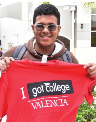 A St. Cloud High School student celebrates his choice to attend Valencia College during the Osceola County School District’s College Decision Day in 2018. FILE PHOTO