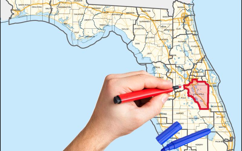 The majority Hispanic District 9 that includes all of Osceola County is one of several Democratic seats in Florida that may be targeted for redistricting by Republicans in a special legislative session in April sought by Gov. Ron DeSantis. (Graphic/Fresh Take Florida)