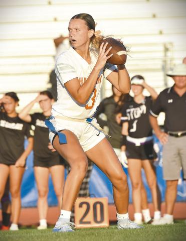 Martha “Smalls” Edwards will be tough for Harmony to replace after four years as the Longhorns’ flag football quarterback. (Photo/Katie Williams)