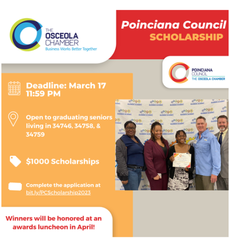 The Poinciana Area Council is now accepting applications for the 2023 PAC Scholarship.