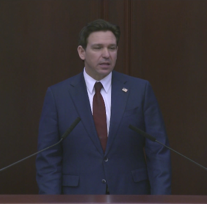 Florida Gov. Ron DeSantis delivered his State of the State Address Tuesday, taking an us-verses-the-country stance. PHOTO/THE FLORIDA CHANNEL