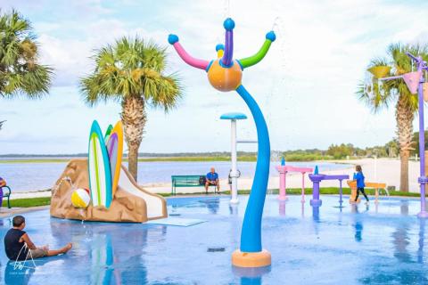 The splash pad at Lakefront Park is scheduled to be closed beginning Monday, March 18, for the replacement of the canopy structure that was damaged in a storm. PHOTO/CITY OF ST. CLOUD