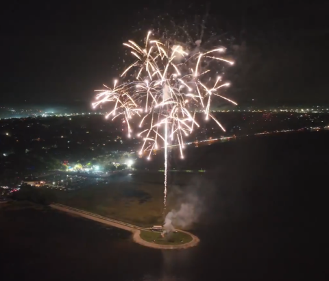 High above St. Cloud's fireworks spectacular. PHOTO/CITY OF ST. CLOUD