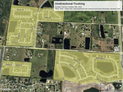 Toho Water line flushing work, starting Monday, will be in an area along Hickory Tree Road just south of Nolte Road.