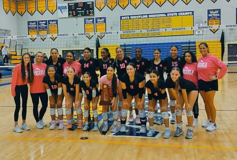 Champs again -- Osceola won its third straight district volleyball championship this week with three-set wins over St. Cloud and Harmony. PHOTO/DAN PEARSON
