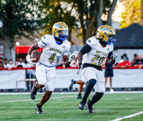 Osceola (pictured), Celebration and Harmony will be playing district football games on Tuesday after being delayed by Hurricane Milton. PHOTO/TAYLOR MCFEE