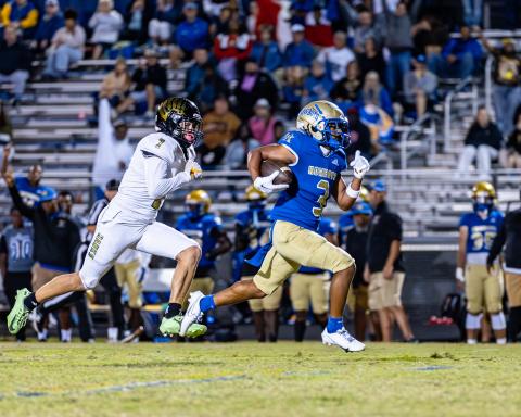 Osceola Kowboy running back Alijah Jenkins (3) has the speed. Viera was chasing it all night -- and not catching in the OHS 58-14 win. PHOTO/TAYLOR MCFEE