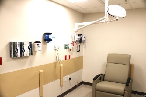 A new treatment room, intended for emergency room patients with less severe medical conditions not requiring a hospital bed and sophisticated equipment, is part of the St. Cloud Hospital ER expansion. PHOTO/TERRY LLOYD