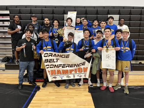 Osceola's boys narrowly won their 11th Orange Belt Conference wrestling championship. SUBMITTED PHOTO