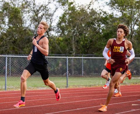 Levi Lee won three distance events at the Orange Belt Conference championship track meet for Poinciana High School. PHOTO/TAYLOR MCFEE