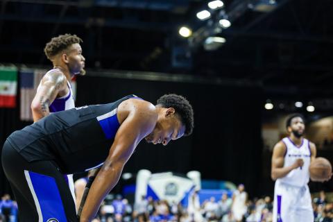 The grimace tells the story: Myron Gardner reacts to the end of the Osceola Magic's 118-110 loss to the Stockton Kings in the NBA G League Finals deciding Game 3. PHOTO/TAYLOR MCFEE
