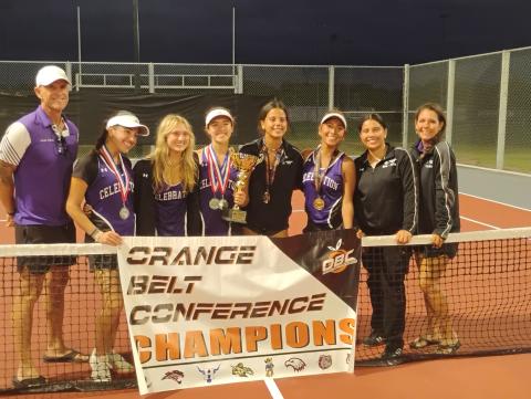 The Celebration boys and girls tennis teams made it a clean sweep in winning the Orange Belt Conference championships Tuesday. The Storm boys won for a seventh straight year in a clean sweep; while the girls won a fourth straight title. PHOTO/J. DANIEL PEARSON