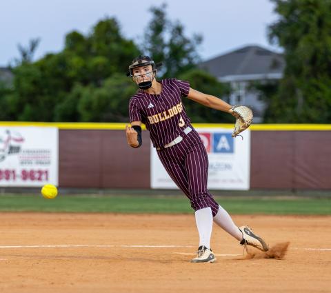 St. Cloud pitcher Addison Felblinger, pictured in the district championship victory, struck out seven in Thursday's regional quarterfinal playoff game against Boone. PHOTO/TAYLOR MCFEE