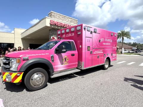 Orlando Health St. Cloud Hospital is sponsoring the pink wrapping of multiple St. Cloud Fire Rescue emergency vehicles for Breast Cancer Awareness Month. (Photo/St. Cloud Hospital)