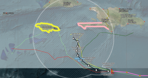In the near term, Melissa is expected to affect Jamaica and Haiti as a growing tropical storm and hurricane. (Graphic/Hurricanecity.com)