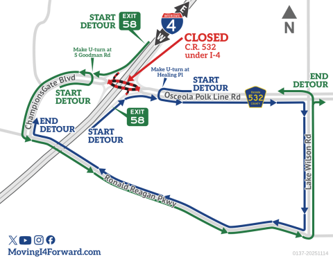 More closures on County Road 532 near ChampionsGate  — see where and when