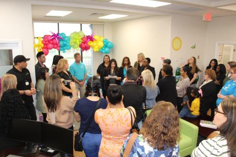 Local education and government leaders turned out for Thursday's ribbon cutting for the Early Learning Coalition of Osceola County's new working and office space. (Photo/Ken Jackson)
