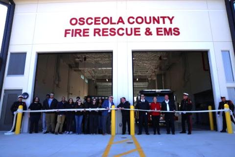 County Commissioners, Osceola County Fire Rescue & EMS, community leaders and project partners gathered Wednesday to officially open new Fire Station 83 on North Marigold Avenue in Poinciana with a traditional “uncoupling” ceremony. (Photo/Osceola County)