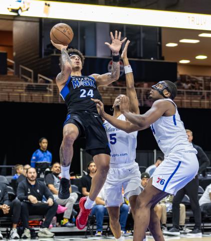The Osceola Magic's Lester Quinones played in the NCAA tournament for the Memphis Tigers in 2022, so he knows a thing or two about having a loss end your season. (Photo/Taylor McFee)