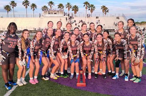 Despite early struggles, the Harmony Longhorns claimed another district flag football championship Thursday at Celebration High. (Photo/J. Daniel Pearson)