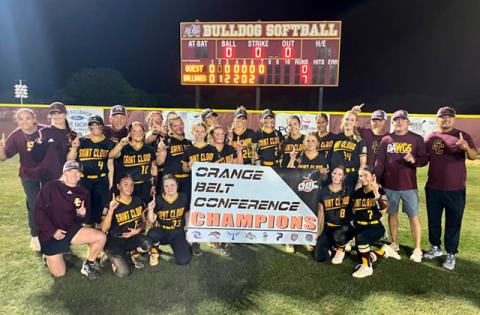Thanks to pitcher Addison Felblinger's two shutouts, the St. Cloud Bulldogs defended their OBC softball championship Monday, beating Harmony, 7-0. (Photo/J. Daniel Pearson)