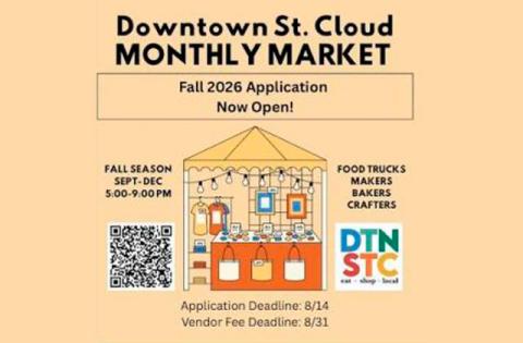 Fall 2026 Downtown Monthly Market applications are now open and will close on Friday, Aug. 14. 