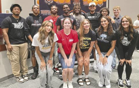 Tohopekaiga and Osceola High Schools were among those holding signing ceremonies this spring for athletes continuing athletics at the college level. (Photos/Tohopekaliga High School, Osceola High School)