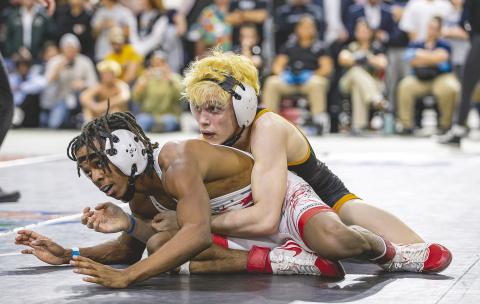 Harmony’s Nathan Lyttle took a perfect season all the way through the Class 3A state tournament, where he outlasted Lake Mary’s Damonyai White, 2-1, to win the 113-pound state championship. (Photo/Taylor McFee)
