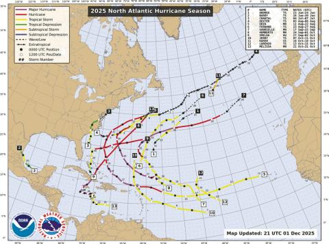 Florida — and the rest of the continental U.S. — was spared from a hurricane landfall. (Graphic/National Hurricane Center)