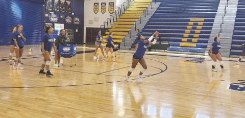 The Osceola volleyball team practices Monday ahead of Friday’s state tournament, just removed from winning the regional title. PHOTO/KEN JACKSON