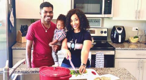 From left, Melvin Cotton III, Melvin Cotton IIII and Melissa Cotton stand in the kitchen of their St. Cloud home where Faith &amp; Food is taped. NEWS-GAZETTE PHOTO/BRIAN MCBRIDE