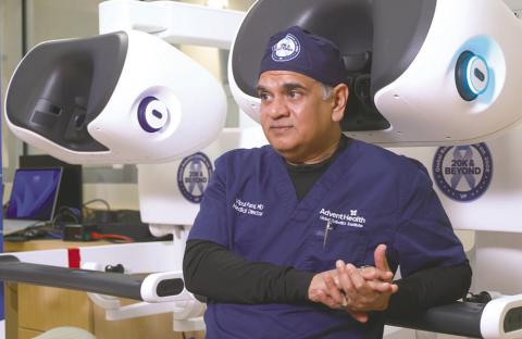 AdventHealth Celebration’s Global Robotics Institute medical director and surgeon Dr. Vipul Patel is using a landmark in robotic surgery to push for earlier prostate cancer screening. (Photo/AdventHealth)