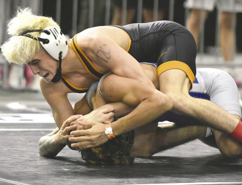 Harmony’s Nathan Lyttle was in command of the Class 3A 120-bracket all the way until the championship match. (Photo/Katie Williams)