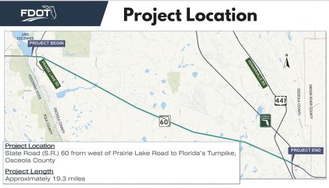 The Florida Department of Transportation is planning to widen State Road 60 from Prairie Lake Road to the Turnpike to add capacity and improve safety. (Graphic/FDOT)